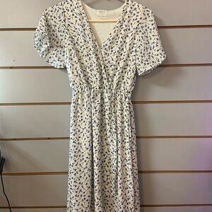 Floral White and Blue Dress